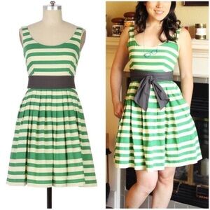 Anthropologie Corey Lynn Calter Striped Green and Cream Mini Dress